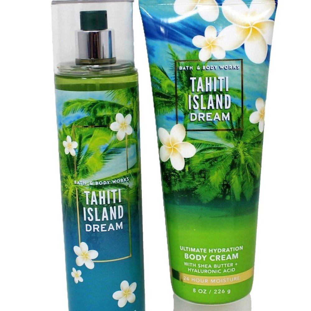 Bath & Body Works Tahiti Island Dream Body Cream & Fragrance Body Mist 2pc Set